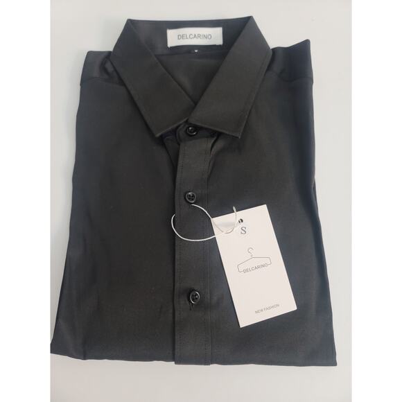 Delcarino Men's Black Dress Shirt Size Small - Picture 2 of 5